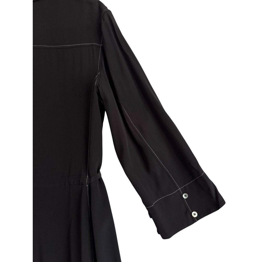 MM Lafleur The Pepper Midi Dress Black Top Stitch Medium Washable Silk Chic NWT - Picture 13 of 15